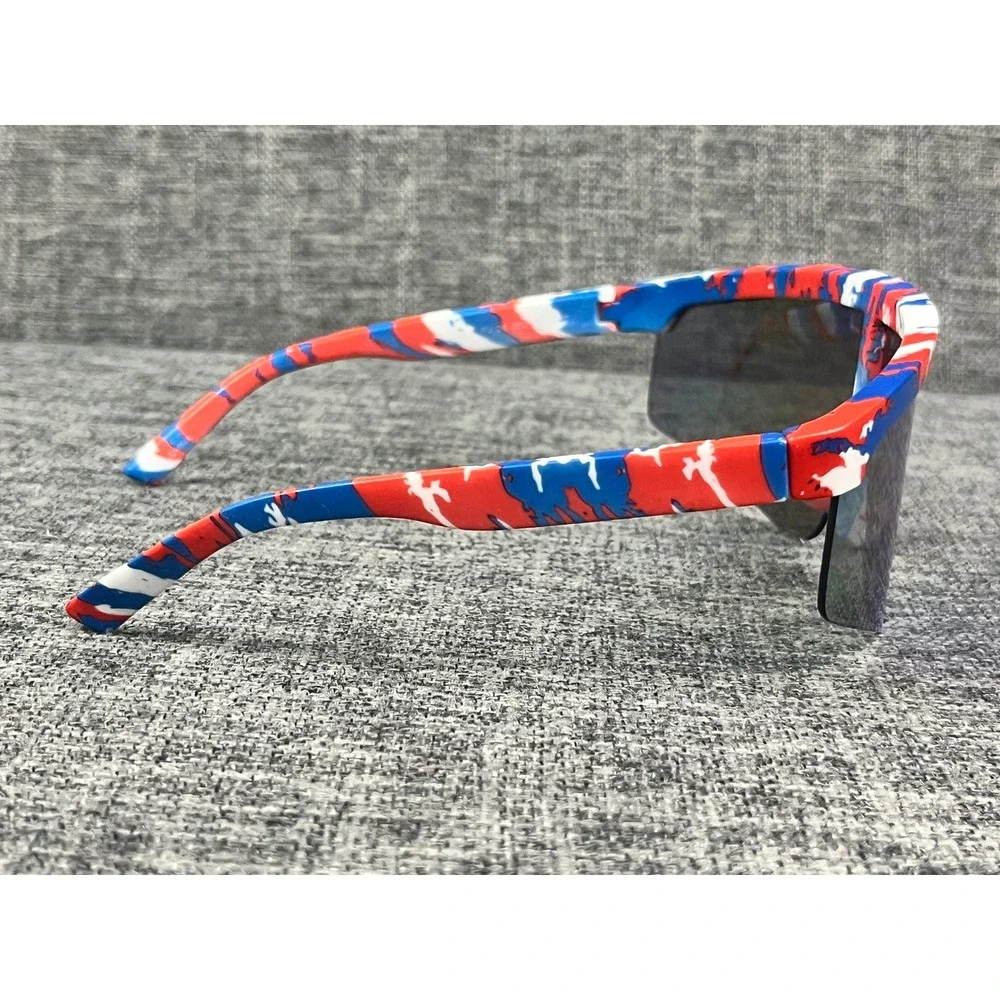 Panama Jack Sport Shield Sunglasses Red White Blue Camo Blue Mirror PJ 24 202